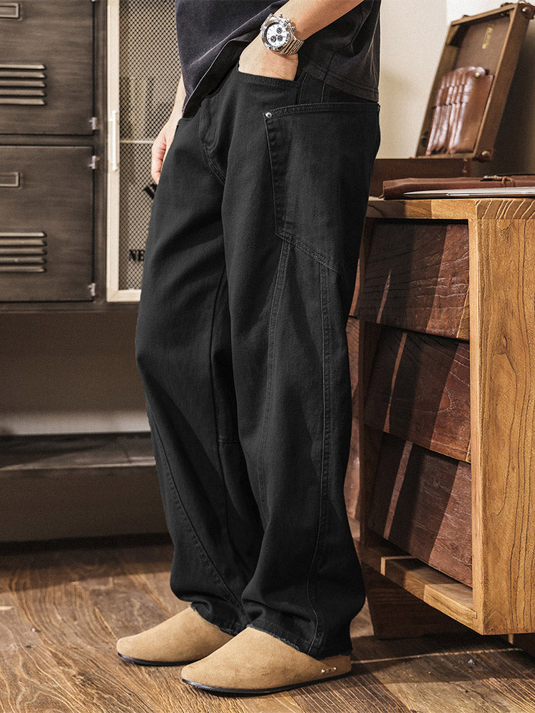 Herren Wide-Leg Hose aus Baumwolle, Retro Workwear Style