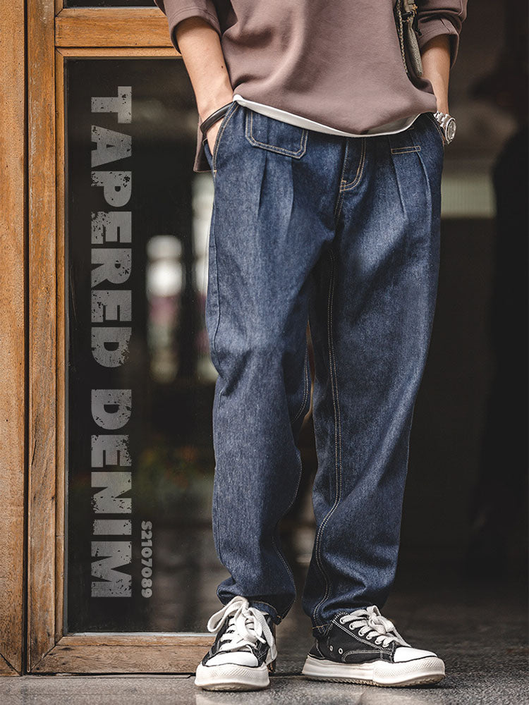 Herren Tapered‑Jeans aus Baumwolle mit Faltdetail