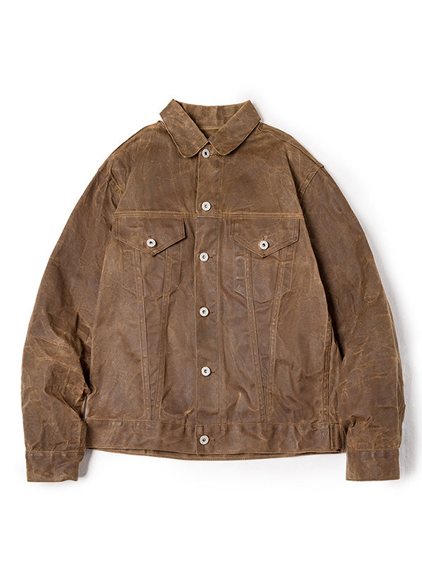 Chaqueta militar de lona y algodón encerada para hombre