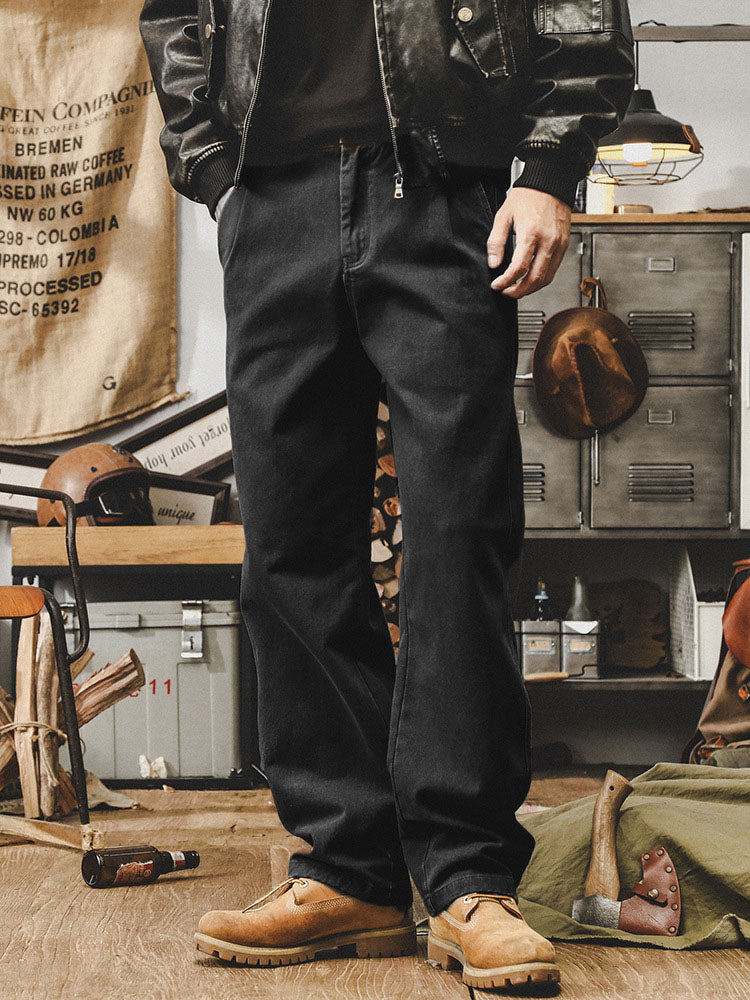 Herren Vintage‑Weitbein‑Baumwollhose