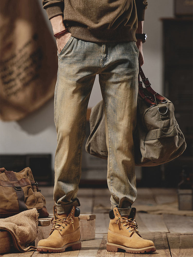 Herren Vintage Washed Slim‑Fit Jeans