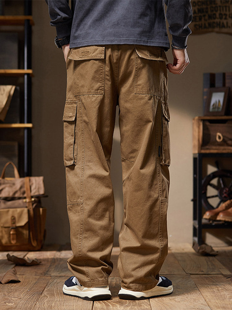 Herren Cargohose aus 100% Baumwolle, Weites Bein, Mehrere Taschen