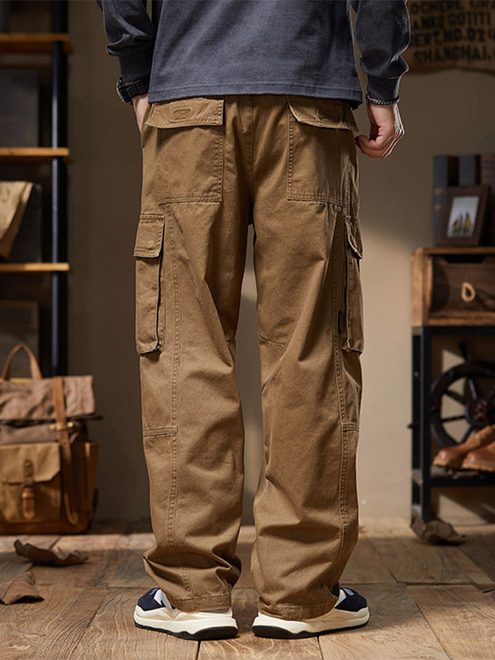 Herren Cargohose aus 100% Baumwolle, Weites Bein, Mehrere Taschen