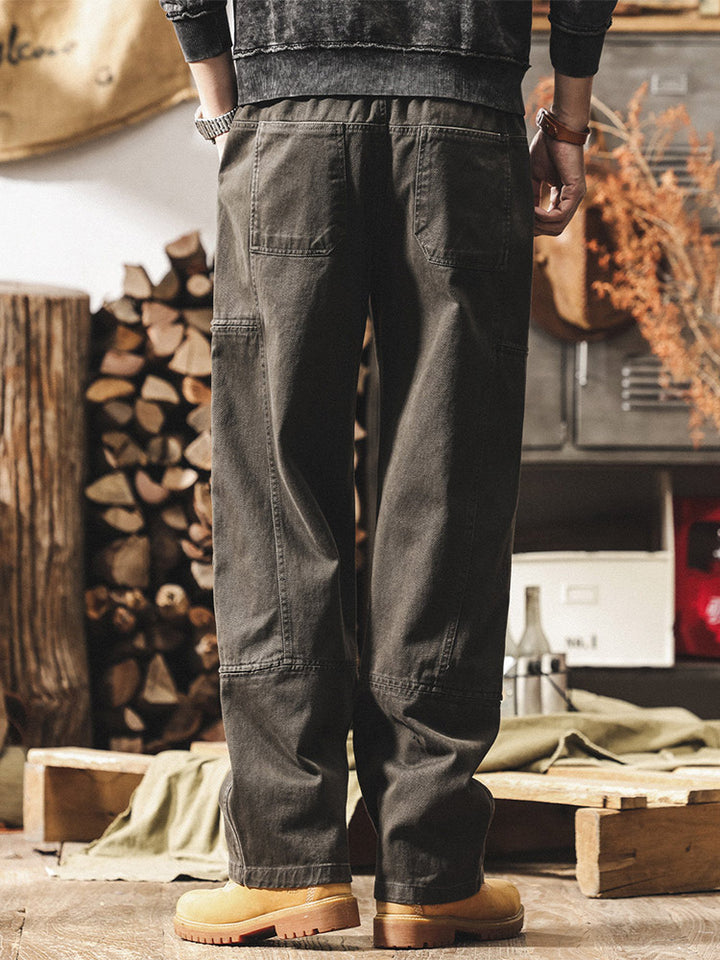 Pantalones para hombre de 100 % algodón con pernera ancha y cintura elástica