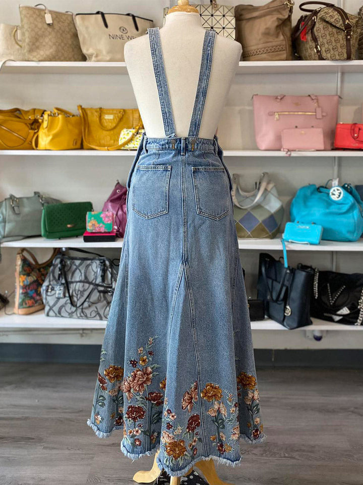 Vestido peto floral bordado