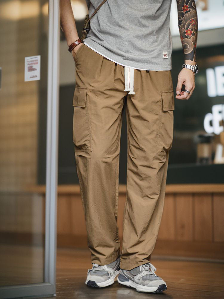 Herren Gerade‑Schnitt‑Cargohose aus Nylon mit Kordelbund