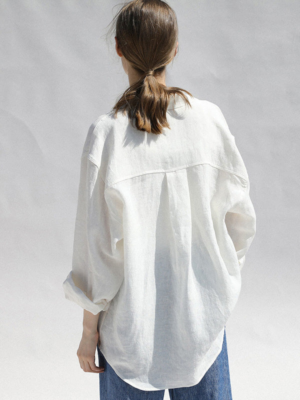 Chemise à manches longues en 100% lin avec poche poitrine