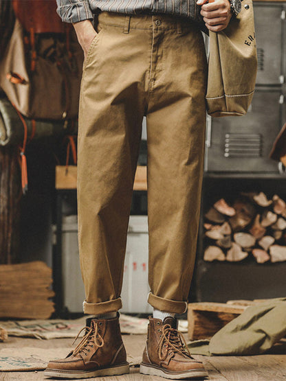 Vintage-inspirierte, gewaschene Chino-Hose für Herren mit schmal zulaufendem Bein