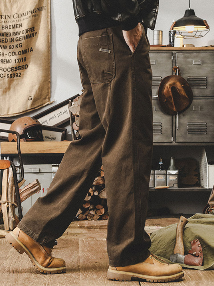 Herren Vintage‑Weitbein‑Baumwollhose