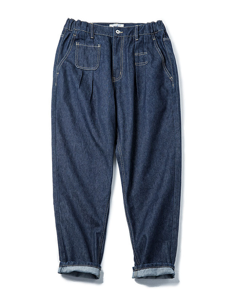 Herren Tapered‑Jeans aus Baumwolle mit Faltdetail