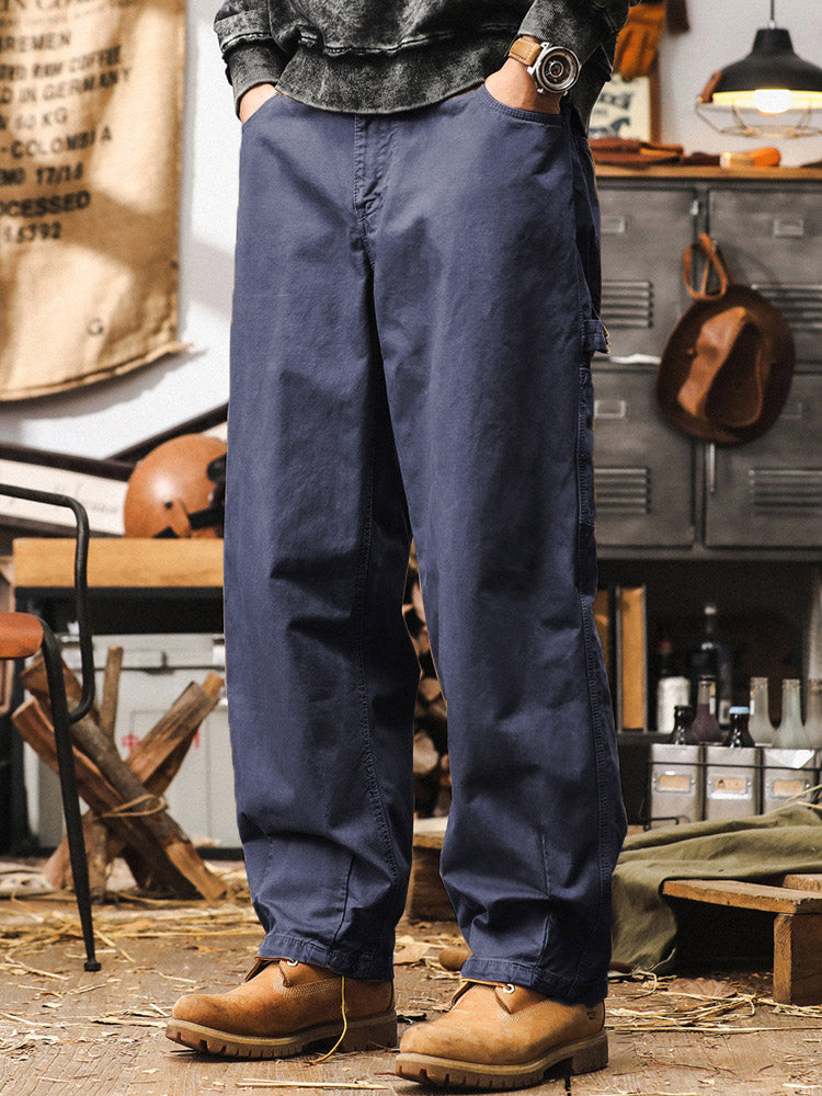 Herren Wide-Leg Hose aus 100 % Baumwolle, Retro-Cargo-Stil