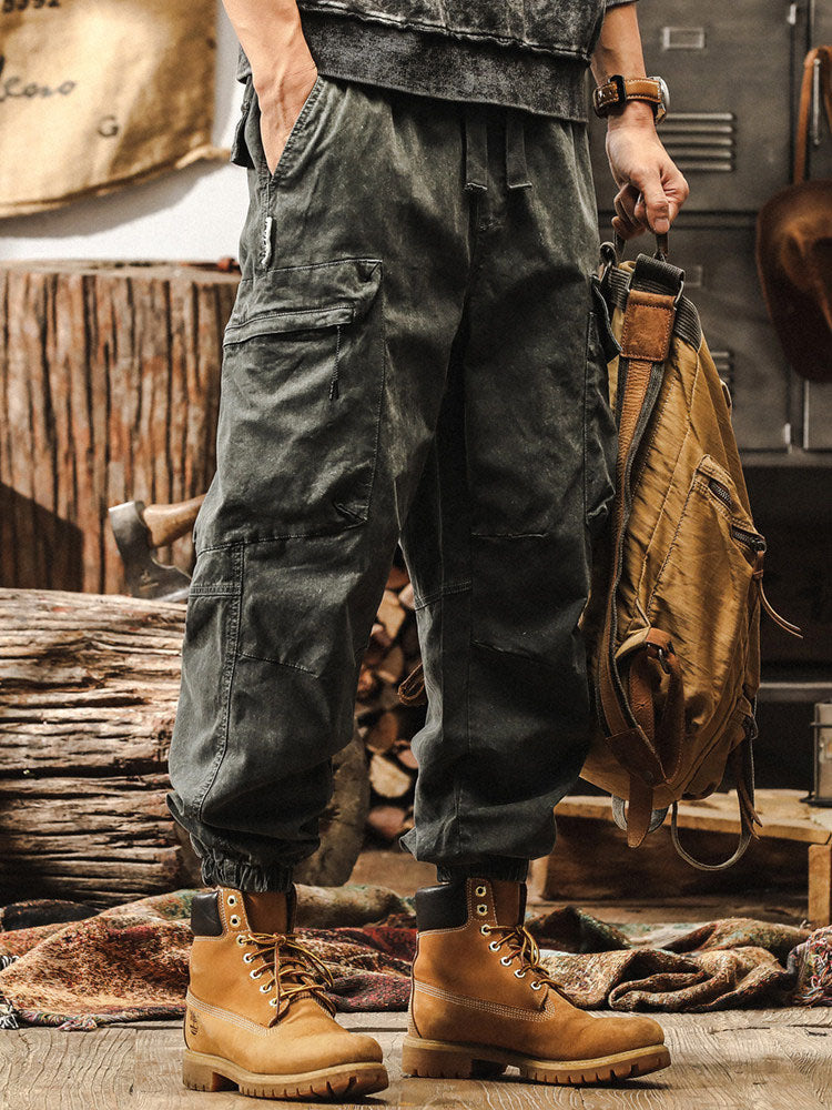 Herren Vintage Cargohose Jogger‑Schnitt