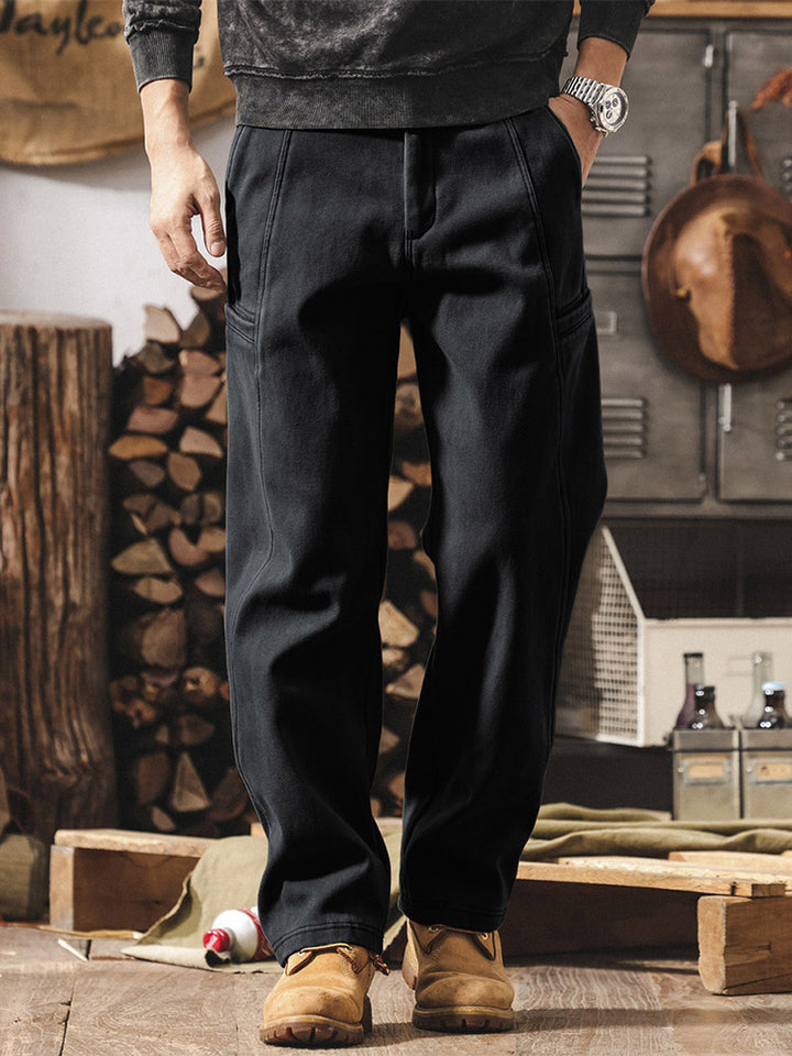 Herren 100% Baumwolle Cargohose, Weites Bein Vintage Arbeitshose