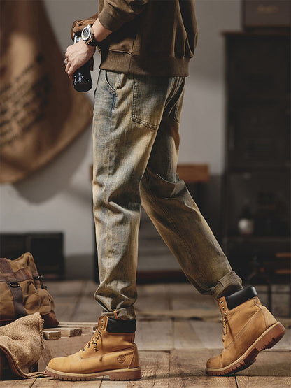 Herren Vintage Washed Slim‑Fit Jeans