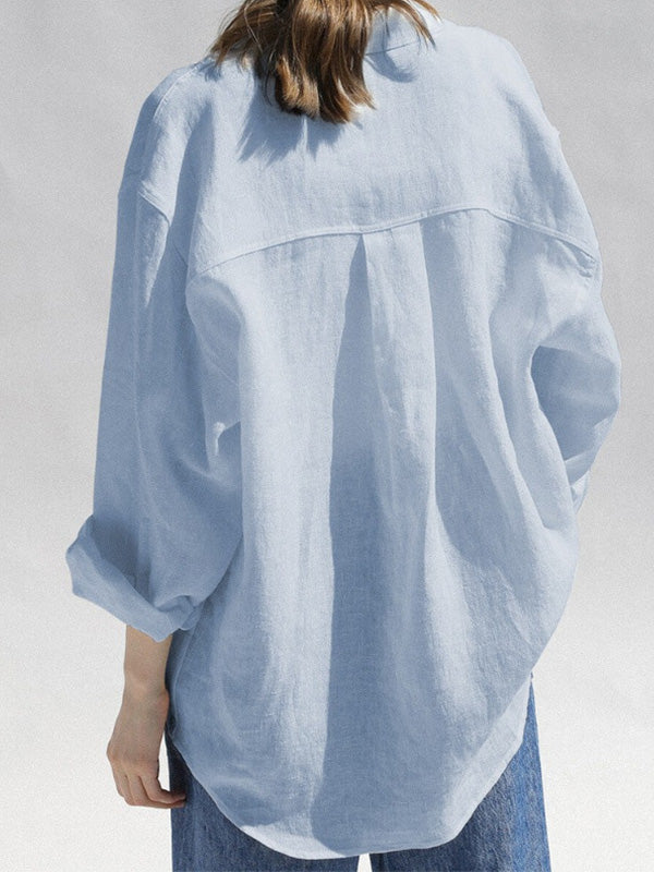 Chemise à manches longues en 100% lin avec poche poitrine