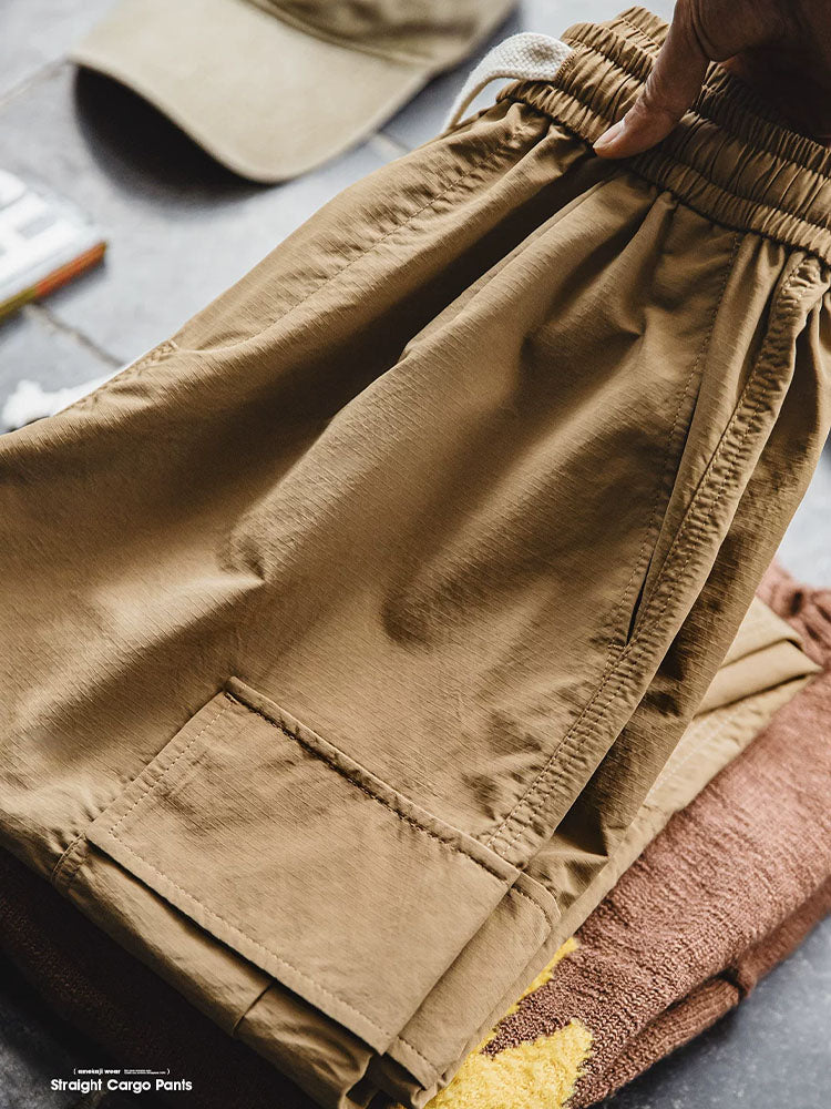 Herren Gerade‑Schnitt‑Cargohose aus Nylon mit Kordelbund