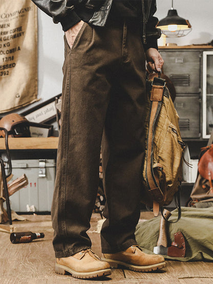 Herren Vintage‑Weitbein‑Baumwollhose
