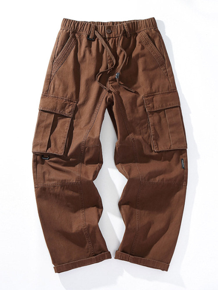 Herren Cargohose aus 100% Baumwolle, Weites Bein, Mehrere Taschen