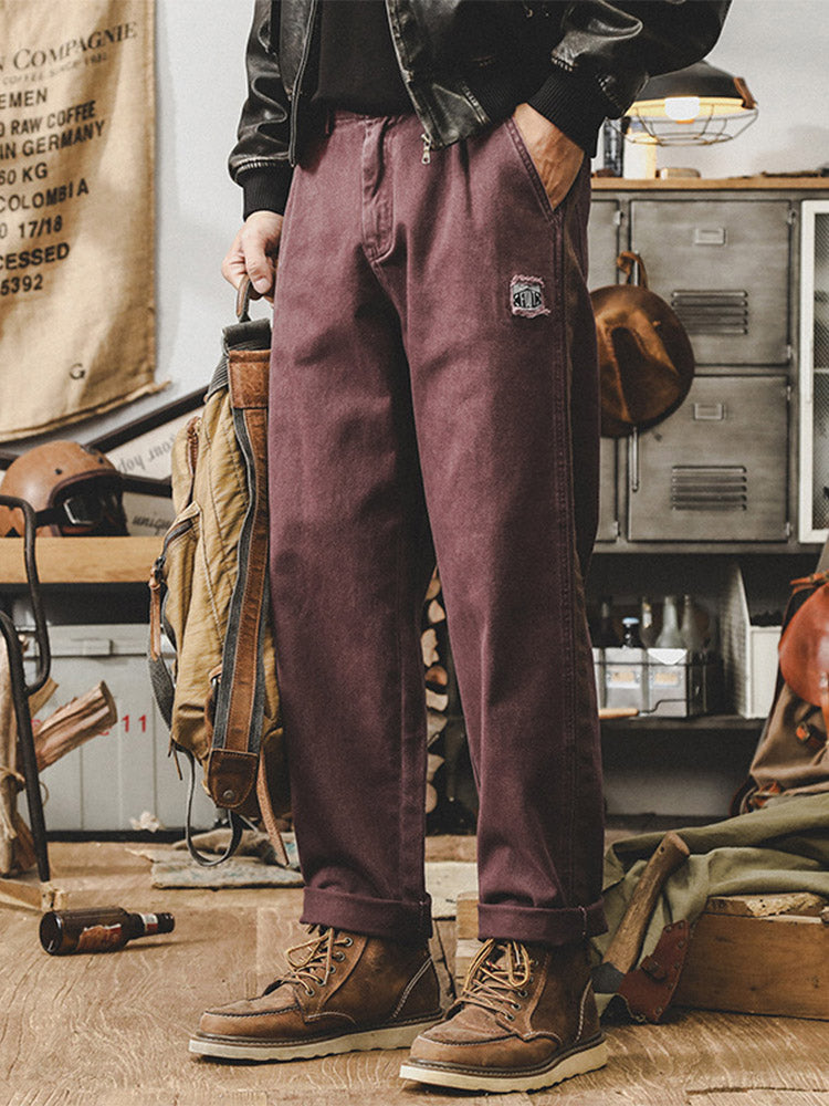 Pantalon décontracté vintage pour homme en 100 % coton avec bandes latérales contrastantes