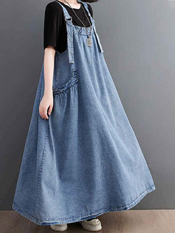 Vestido peto vaquero holgado para mujer