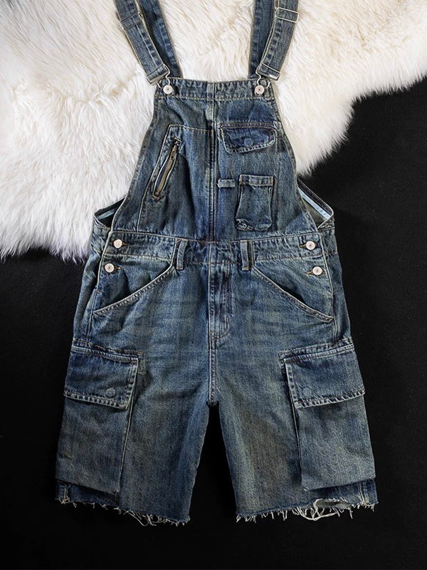 Women's Denim Cargo Overall Shorts