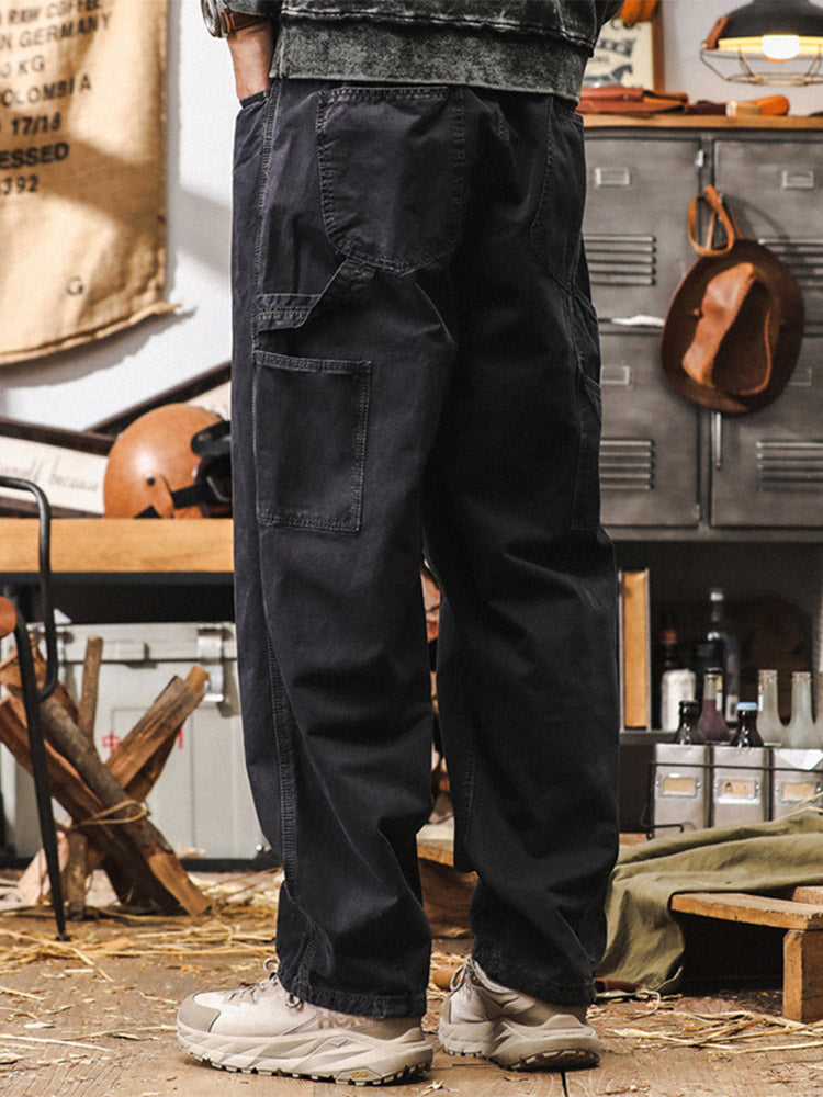 Herren Wide-Leg Hose aus 100 % Baumwolle, Retro-Cargo-Stil