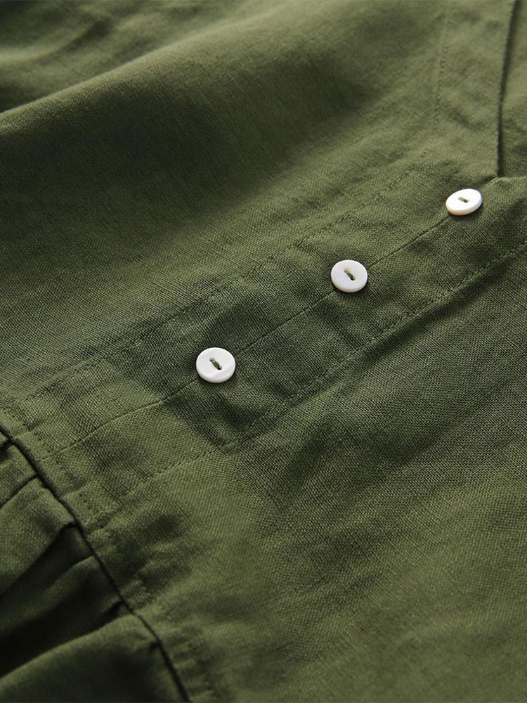Robe sans manches en coton et lin à col en V