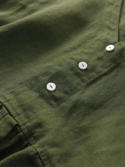 Robe sans manches en coton et lin à col en V