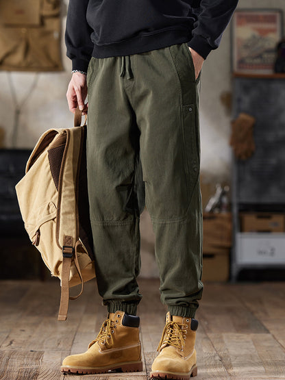 Pantalones cargo jogger para hombre con cintura ajustable y cordón