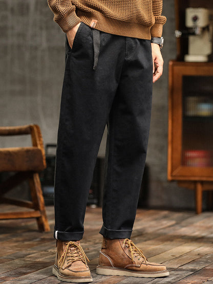 Men's Relaxed Fit Pleated Chino Pants with Belt
