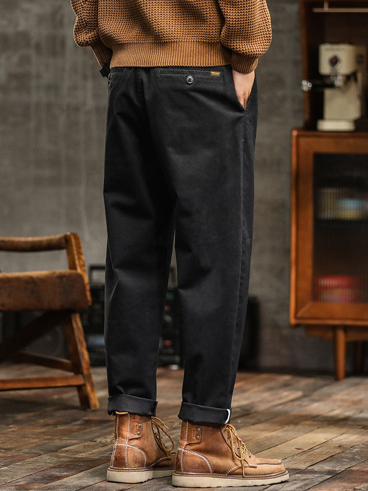 Men's Relaxed Fit Pleated Chino Pants with Belt