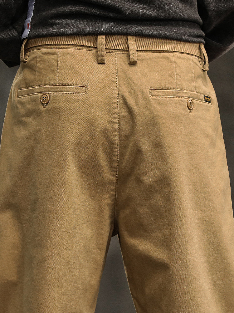 Men's Relaxed Fit Pleated Chino Pants with Belt
