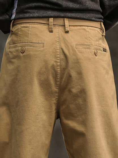 Men's Relaxed Fit Pleated Chino Pants with Belt