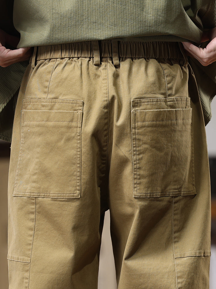 Pantalones cargo de pierna recta y corte holgado para hombre con botones laterales