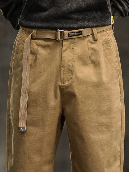 Men's Relaxed Fit Pleated Chino Pants with Belt