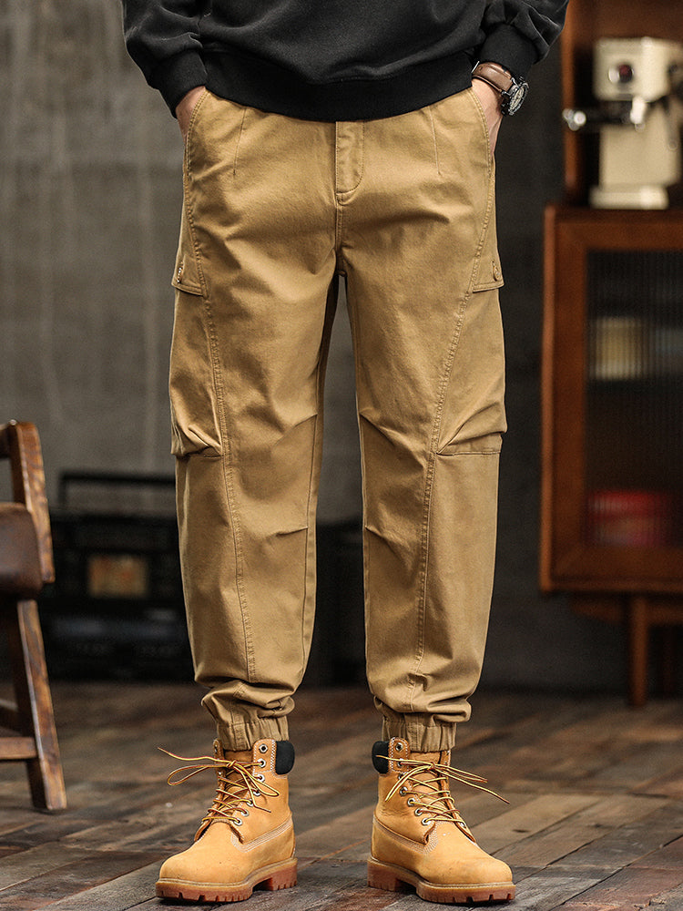 Pantalones cargo de hombre con cintura elástica y detalles de botones