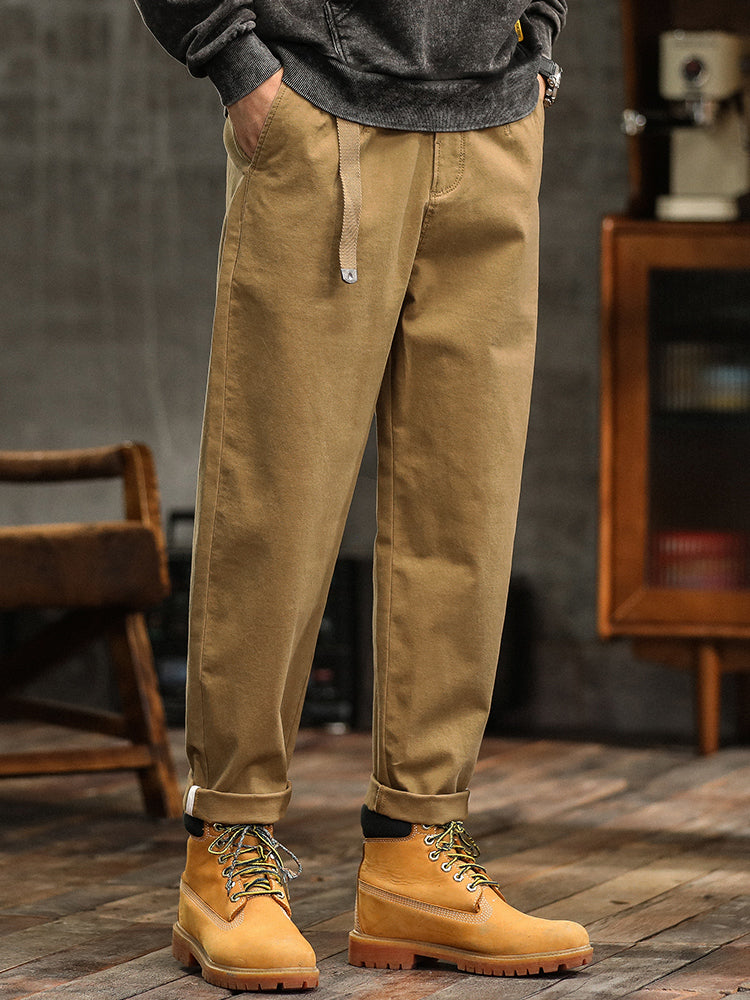 Men's Relaxed Fit Pleated Chino Pants with Belt