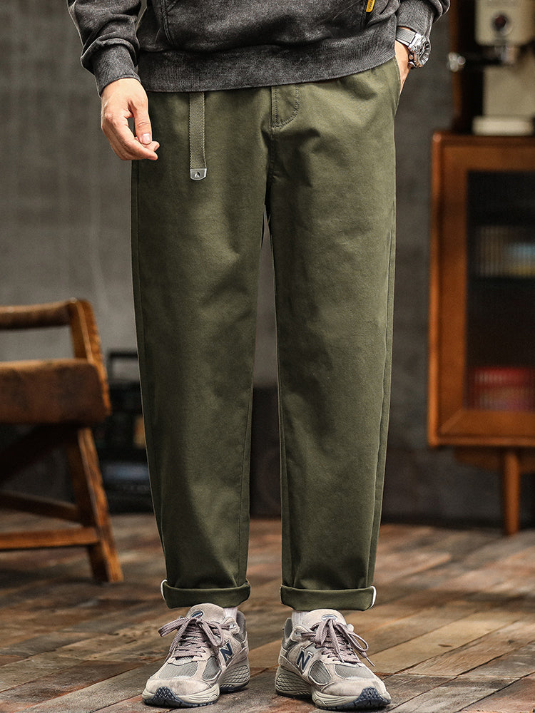 Men's Relaxed Fit Pleated Chino Pants with Belt