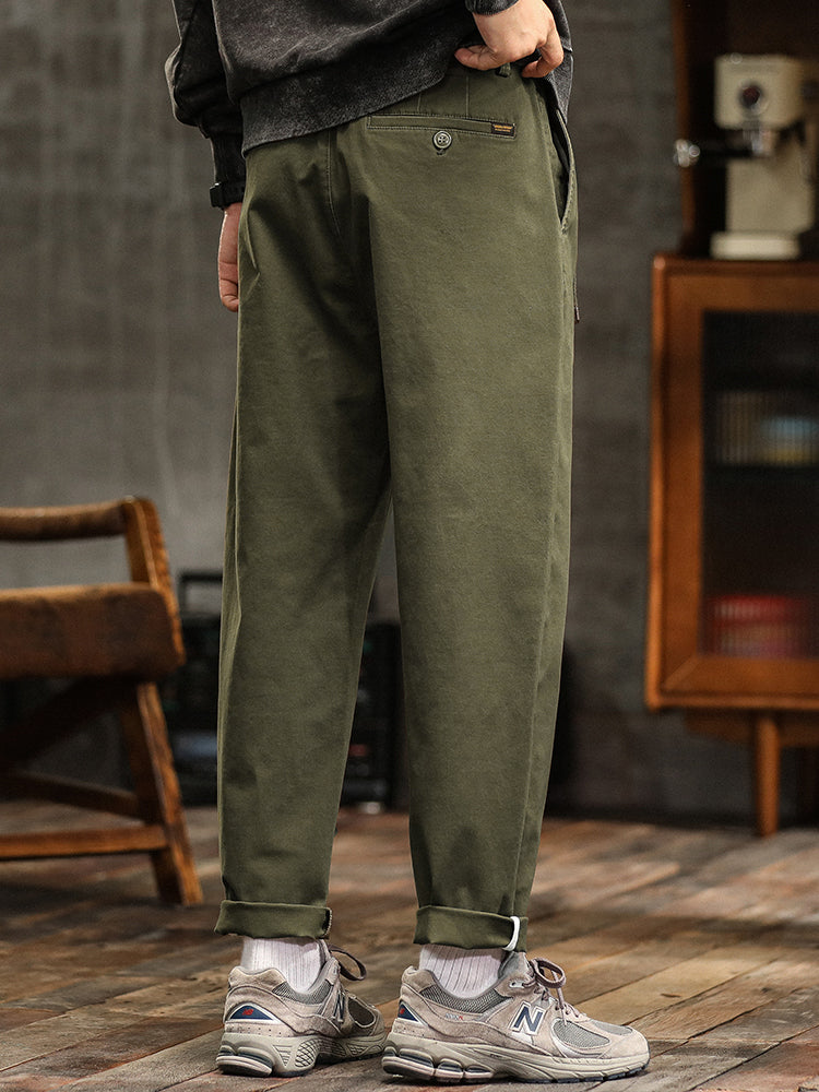 Men's Relaxed Fit Pleated Chino Pants with Belt