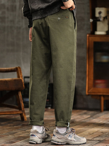 Men's Relaxed Fit Pleated Chino Pants with Belt