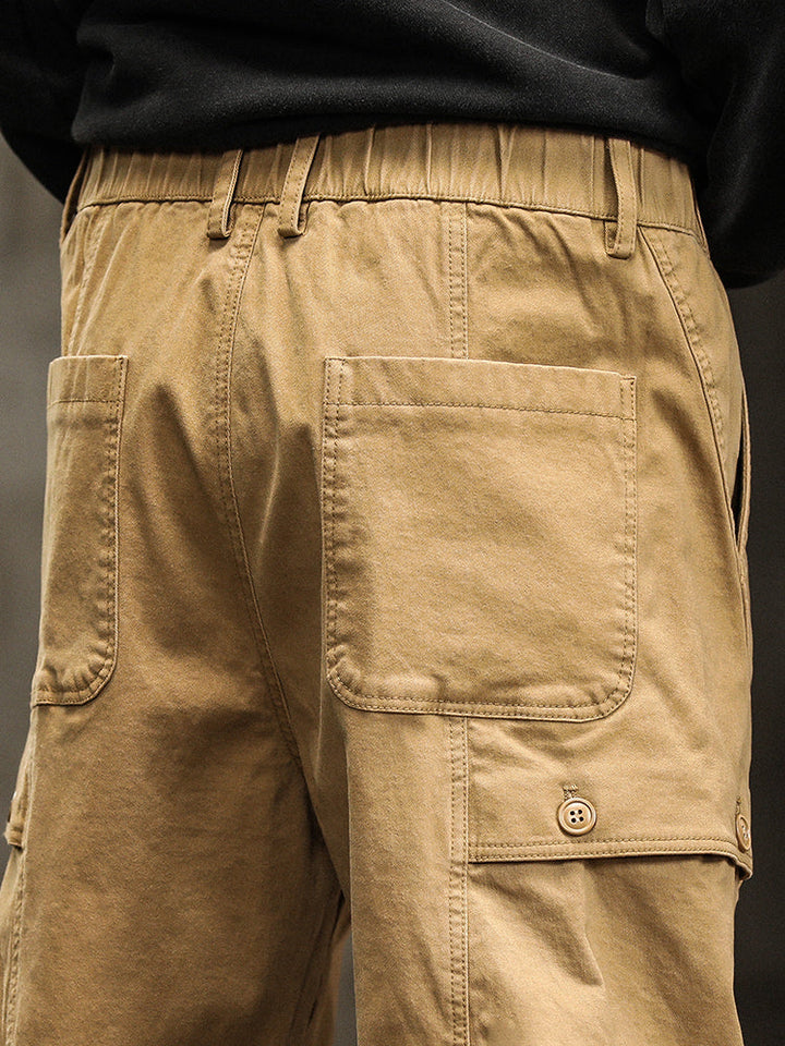Pantalones cargo de hombre con cintura elástica y detalles de botones