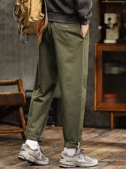 Men's Relaxed Fit Pleated Chino Pants with Belt