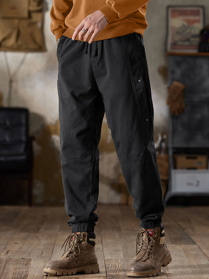 Pantalones cargo jogger para hombre con cintura ajustable y cordón