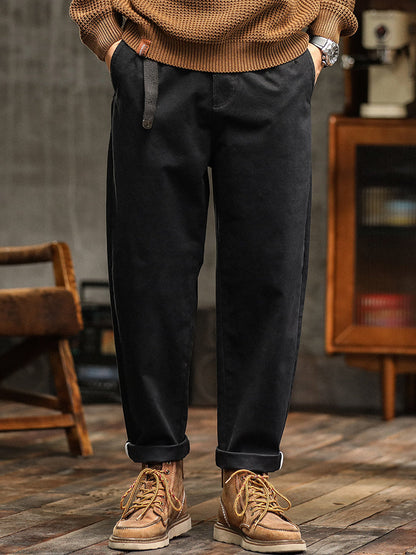 Men's Relaxed Fit Pleated Chino Pants with Belt