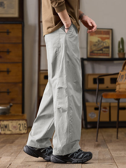 Pantalon décontracté homme coupe ample jambes larges en coton-nylon