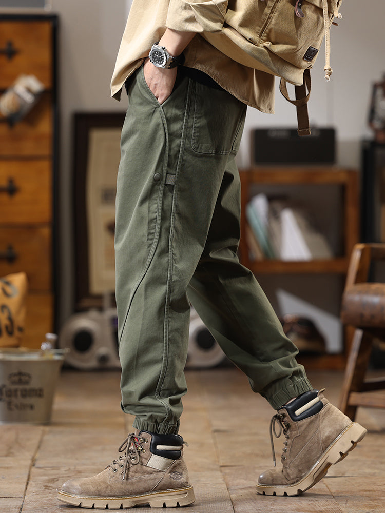 Pantaloni cargo da uomo casual con coulisse in vita