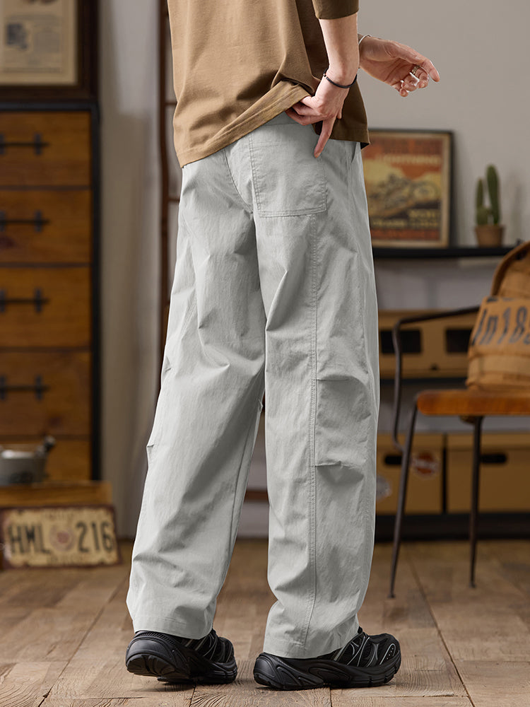 Pantaloni casual da uomo a gamba larga in cotone e nylon, vestibilità comoda