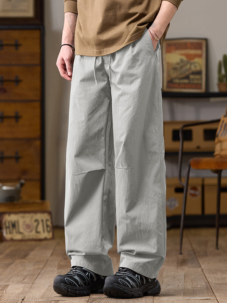 Pantaloni casual da uomo a gamba larga in cotone e nylon, vestibilità comoda