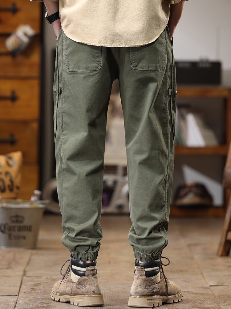 Pantaloni cargo da uomo casual con coulisse in vita