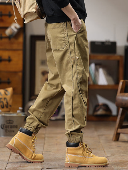 Pantaloni cargo da uomo casual con coulisse in vita